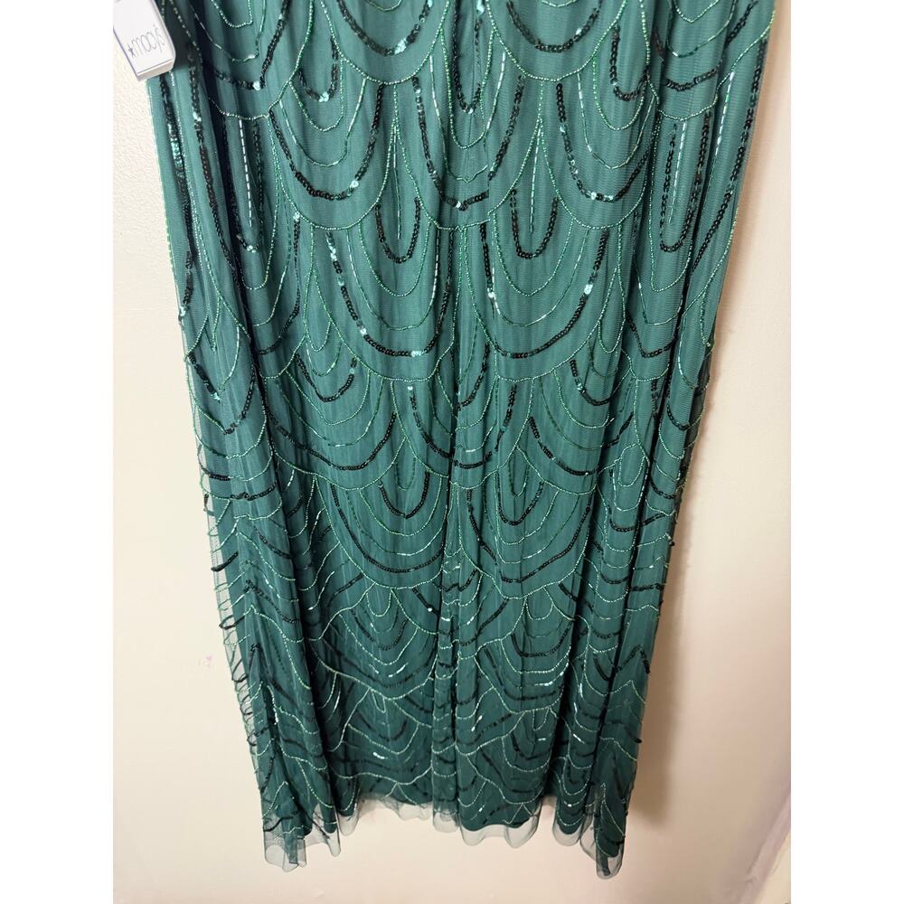 NWT Adrianna Papell Dress Green Mother of the Bride Gown Sequin Beaded Art Deco - Picture 12 of 14